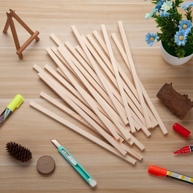 Coowayze Square Wooden Dowel Rods Wooden Sticks for Craft 3/8" x 15", 20 PCS Square Wood Sticks Wood Dowels for Crafts, Unfinished Hardwood Strips Slats for Crafting, Arts and DIYers, Home Decor, Woodworking - Image 4